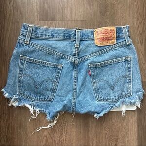 Levi's Light Blue Frayed Jean Shorts